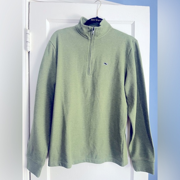 Vineyard Vines Men's Olive Quarter Zip Sweater